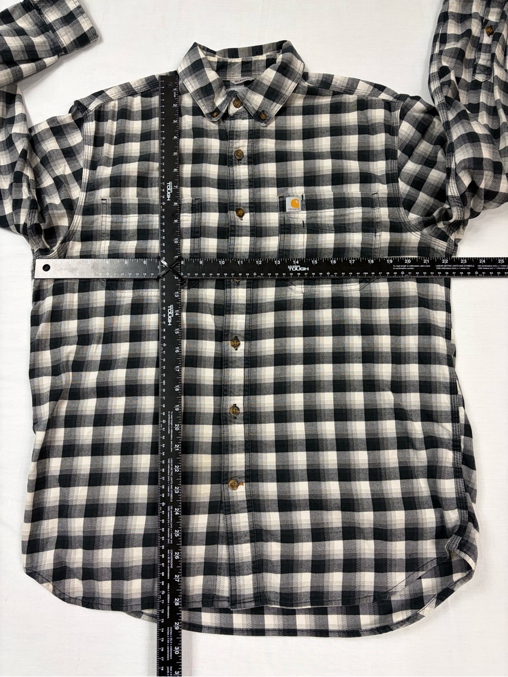 Carhartt Mens Flannel Shirt M Relaxed 103314 Hamilton Plaid Long Sleeve Gray - Picture 11 of 12